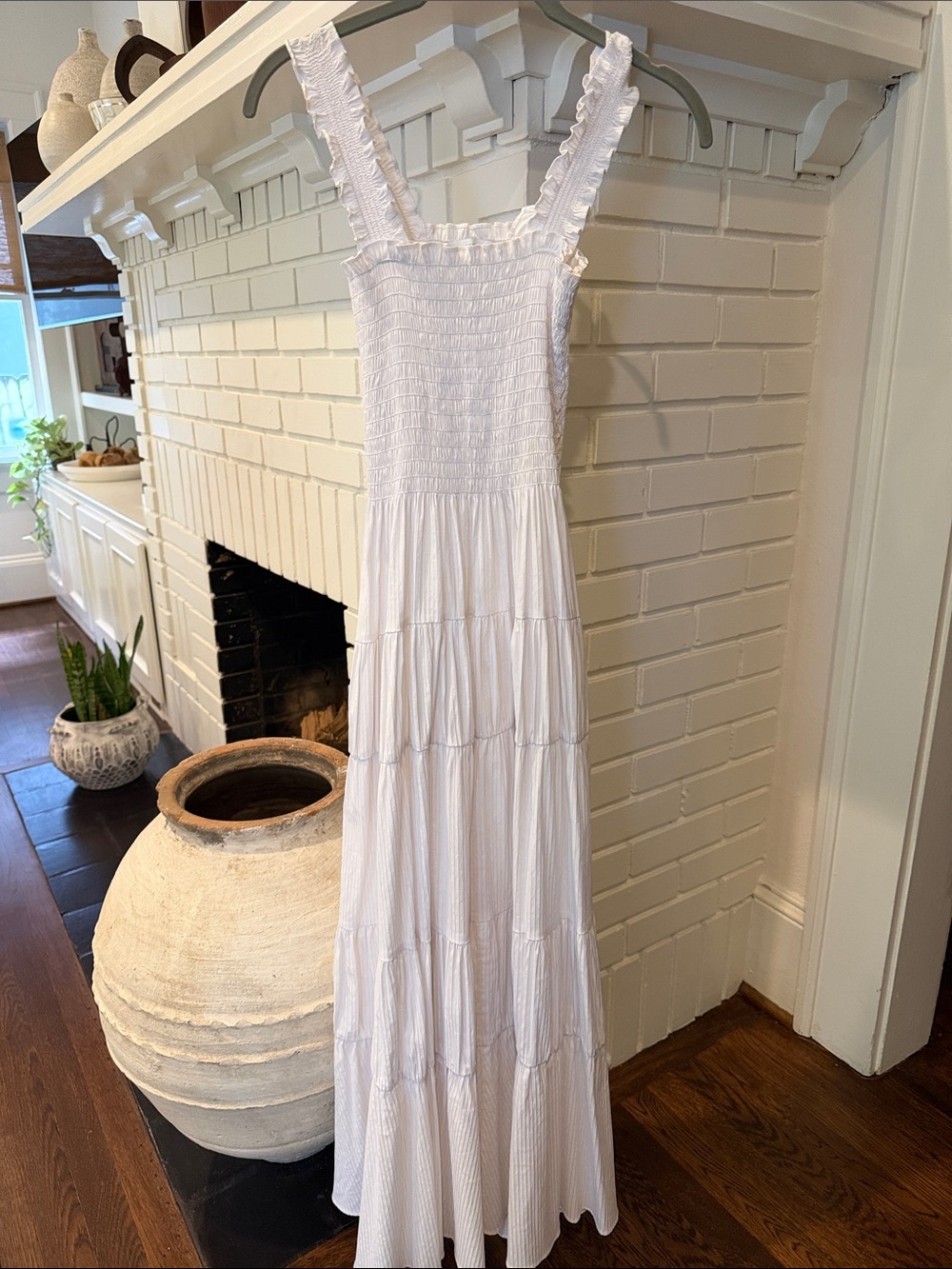 La Ligne White Smocked Dress